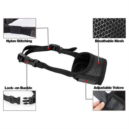 Dog Muzzle, Prevent Biting, Barking and Chewing Adjustable Breathable Mesh Soft Fabric Muzzle Allows Panting 18-24cm 1