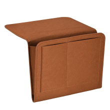 Organizador de mesita de noche, organizador de cama colgante con 5 bolsillos de fieltro suave, almacenamiento marrón