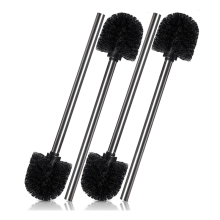 4er-Set Toilettenbürsten, Edelstahlgriff mit austauschbarem Kopf, Schwarz