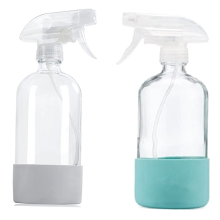 Klare Glasflaschen mit Silikonhülle, nachfüllbare leere Flasche für Reinigungslösungen, Wassersprüher