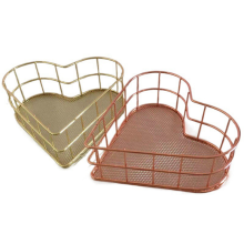 2Pcs Metall Tablett Obst Trays Schmuck Lagerung Mesh Korb Herz Draht Datei Buch