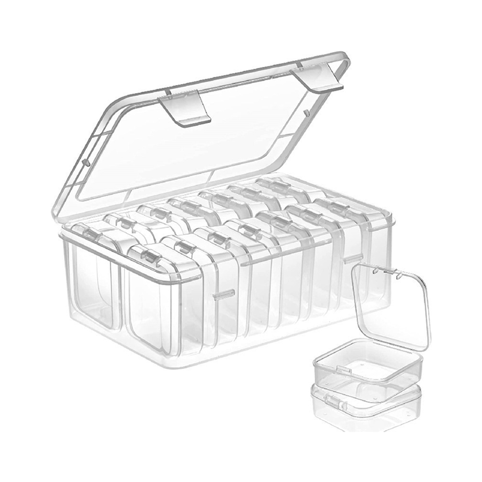 Small Storage Box With Lid Plastic Clear Container Empty Mini Organiser For Items Exogio