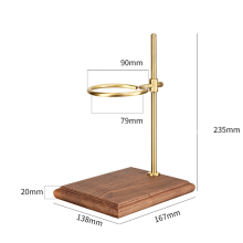 Soporte para cafetera de vertido con base de madera, altura ajustable, gotero, filtro para preparación manual, nogal