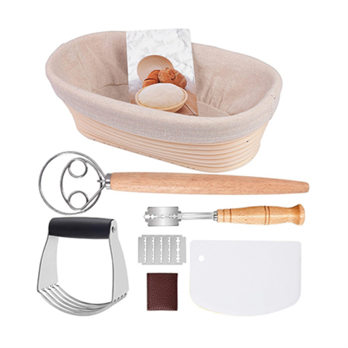 1Pcs Bread Baking, Oval Fermentation Basket, with Flour Mixer Accessories, Used for Kitchen Making Tools