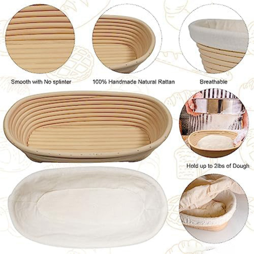 1Pcs Bread Baking, Oval Fermentation Basket, with Flour Mixer Accessories, Used for Kitchen Making Tools 1