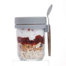 4Pack Overnight Oats Jars with Lids and Spoons, Reusable Glass Container Measurement Marks