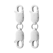 2 cierres de langosta dobles de 10 mm, cierres de garra de plata de ley, conectores de extensión para pulseras y collares.