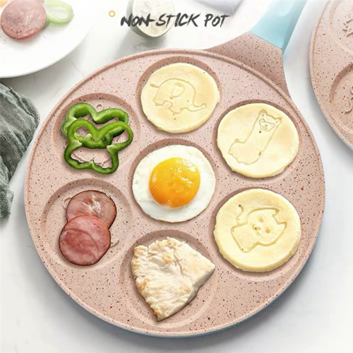 Frying Mould Seven-Hole Breakfast Pan Animal Face Multi-Function Wheel Pancake Small Egg Dumpling 2