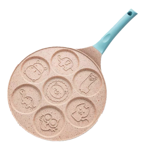 Frying Mould Seven-Hole Breakfast Pan Animal Face Multi-Function Wheel Pancake Small Egg Dumpling