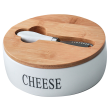 Käse-Versiegelungsbox, Keramik-Butterteller mit Deckel und Messer-Set, Aufbewahrungstablett, Behälter