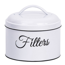 Porte-filtre à café, panier de rangement avec couvercle, récipient rond pour comptoir, blanc