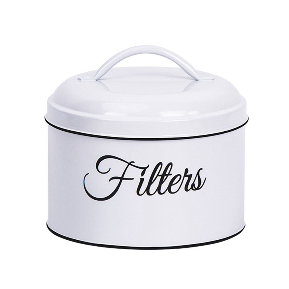 Exogio Coffee Filter Holder, Basket Storage With Lid, Round Container For Counter,White