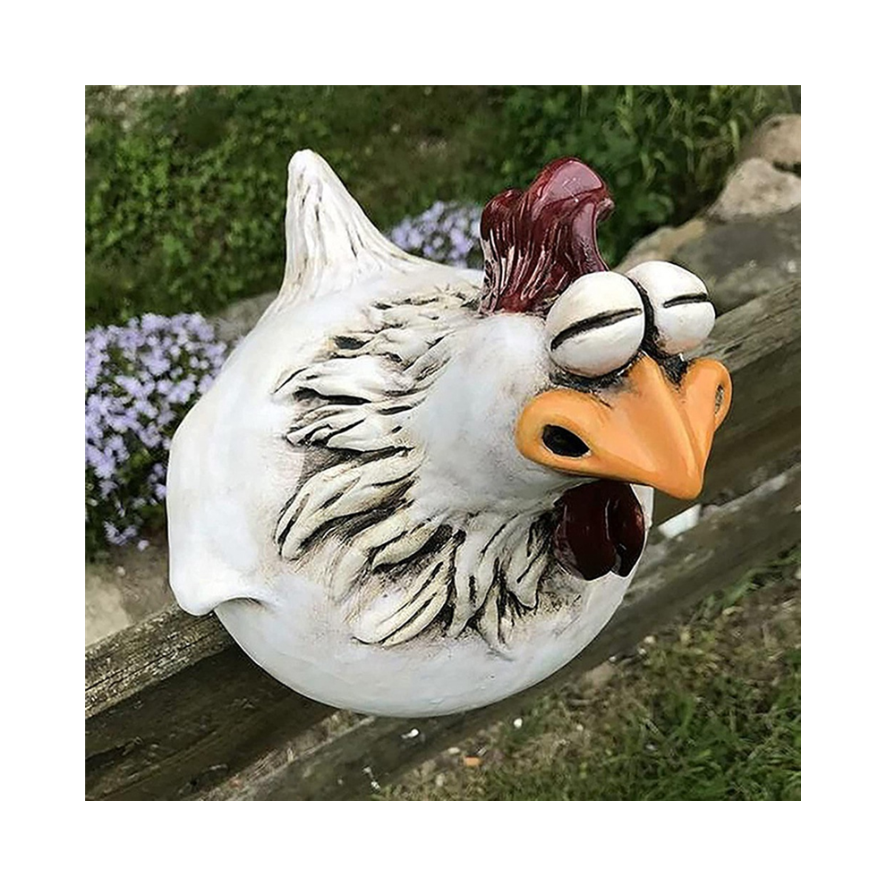 Chicken Sitting On Fence Decor Garden Statues For Fences Rooster Wall Art Yard Sculptures Farm Patio 4852799978628