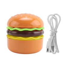 Cute Desk Lamp for Kids, Rechargeable Hamburger Small with Adjustable Neck Touch Switch Pencil Sharpener