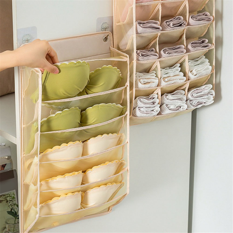 15/5 Grids Bh UnterwäSche Fach Tasche Kleiderschrank Socken KleidungsstüCke Halter Wand HäNgende Kleidung Lagerung Box AufhäNger Baga-image