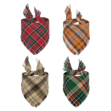 Pañuelos para perros con borlas, elegante babero a cuadros, borla triangular para mascotas