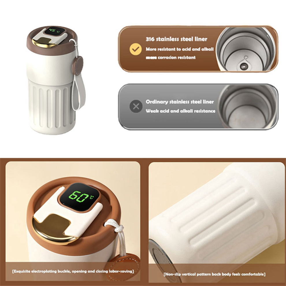 Edelstahl-Kaffeetasse, Intelligente Led-Temperaturanzeige, Wasserflasche, Tragbar, Auslaufsicher, Isolierbecher, Blau Gefrostet-image