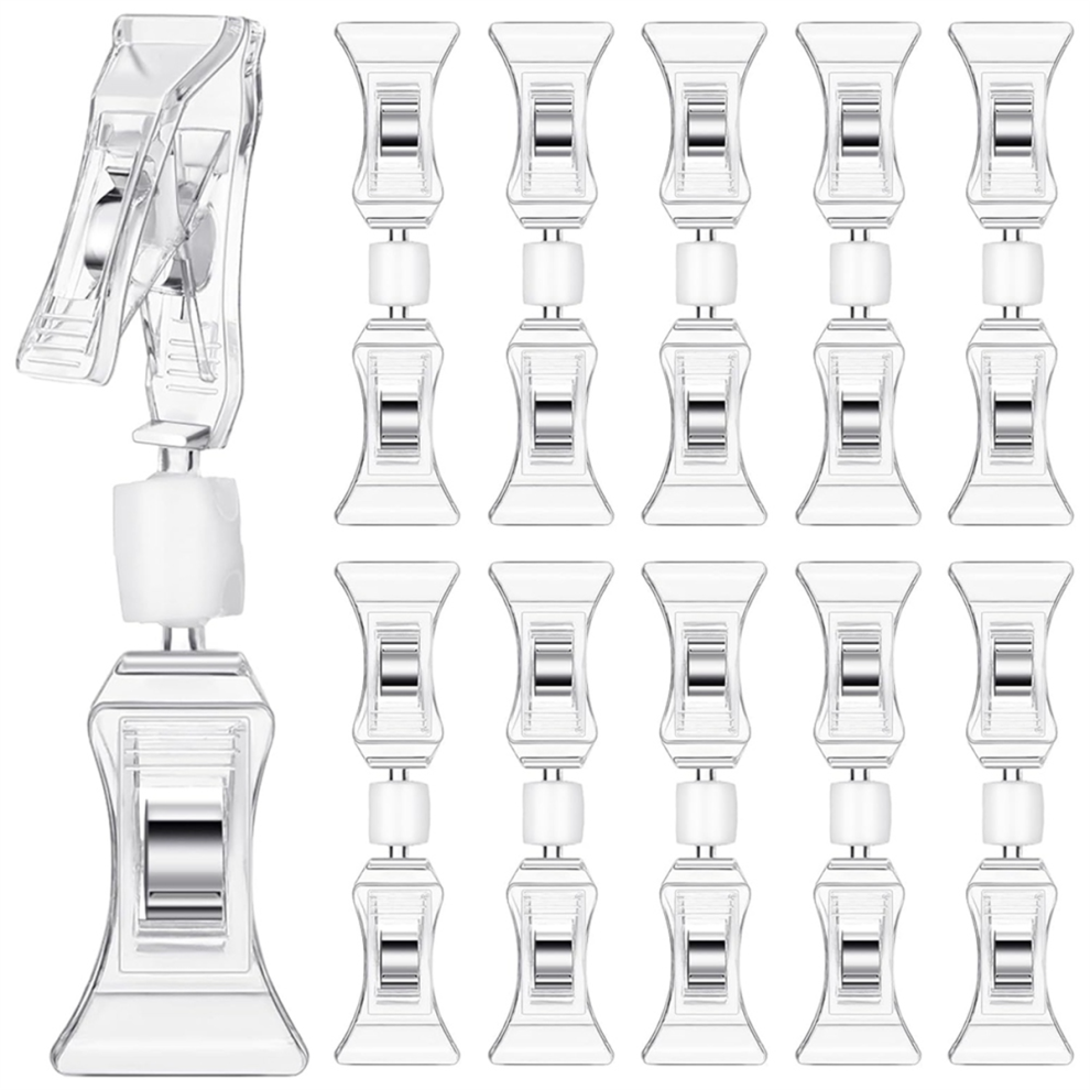 Exogio 100Pcs Double Sided Sign Clips Display Mini Clip Clear Rotatable Merchandise On Holder Plastic Price
