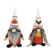Gnomos de Halloween: peluche hecho a mano con calabaza murciélago, adorno de gnomo para la mesa del comedor.