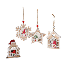 Christmas Pendant Wood Tags Decor Cutout Wooden Tree Hanging Ornament