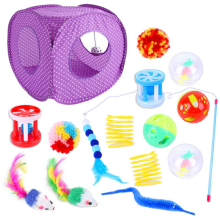 Cat-Toys 15PC Toys Set Interactive for Indoor Cat-with Cat-Tent Tunnel Cat- ToyB