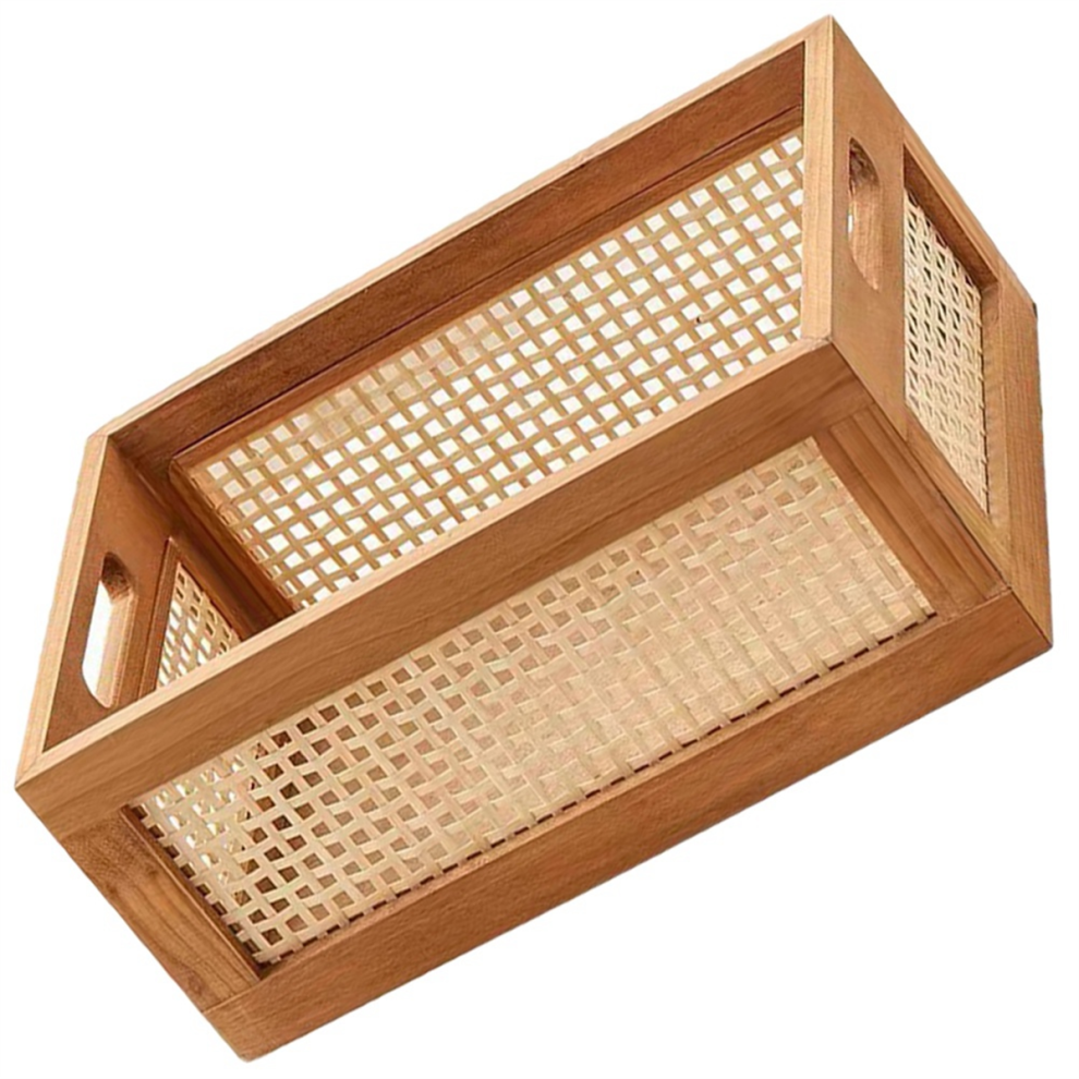 Decorative Basket Book Storage Woven Baskets For Organizing Nursery Bedroom Rattan Bathroom(L) Exogio