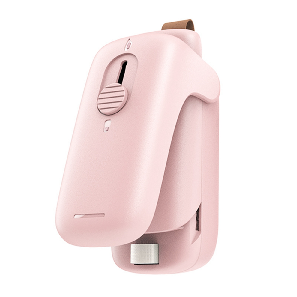Exogio Mini Bag Sealer With Cutting Knife Snack Chips Plastic Heat Seal Cutter Portable Sealer, Pink