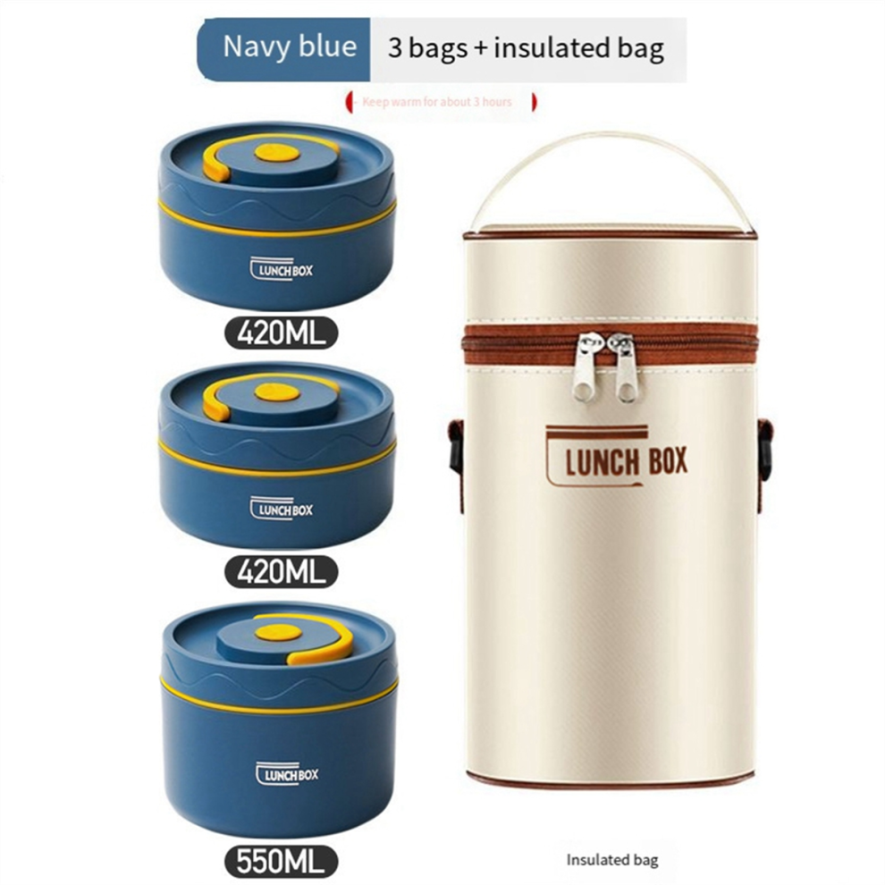 Exogio Brown Food Warm Lunch Container,Stainless Steel Thermal Container Portable Bento Box B