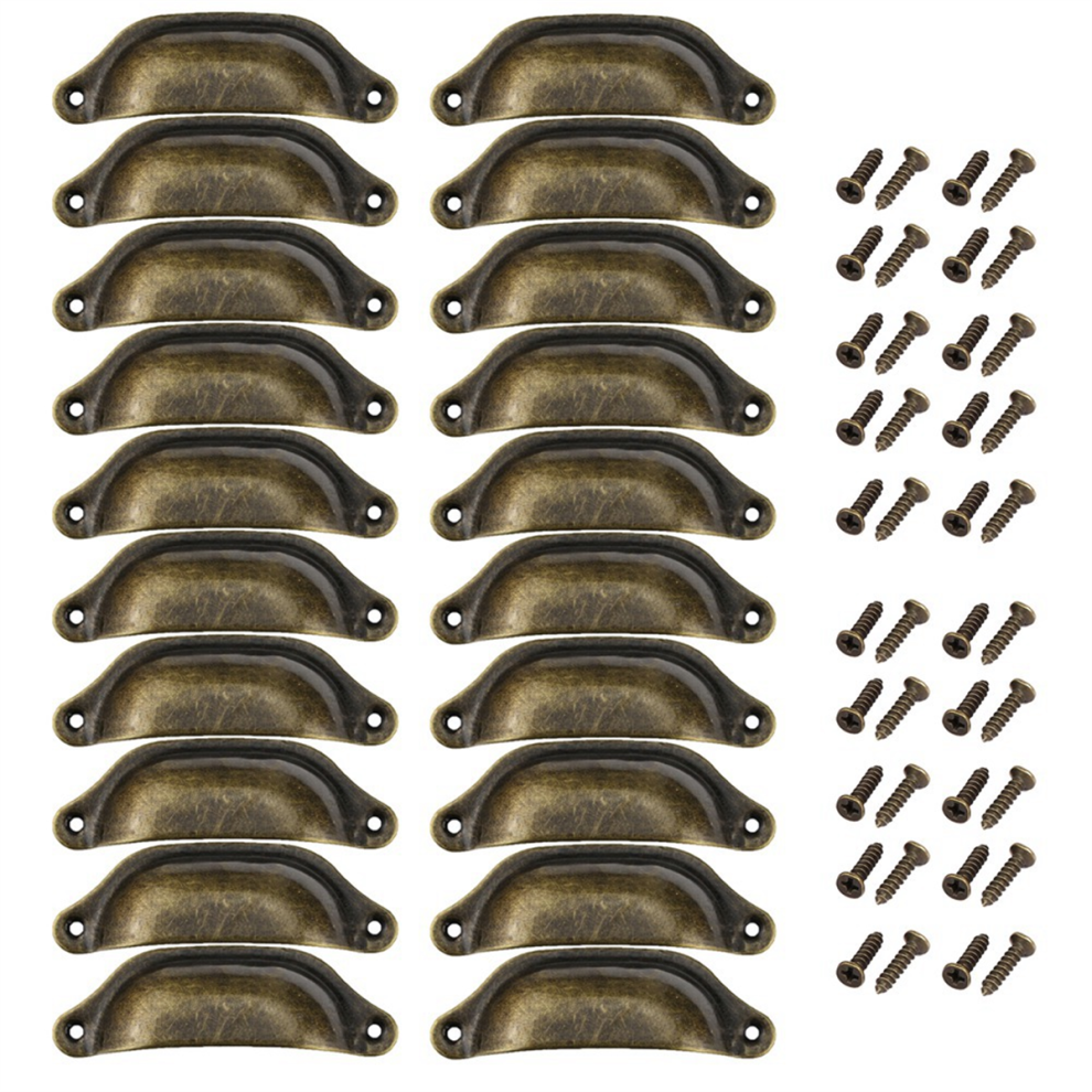 20Pcs Antique Iron Drawer Knobs Pulls Handles - Vintage Kitchen Cabinets Furniture Wardrobe Pull Handle, B 4852872804479