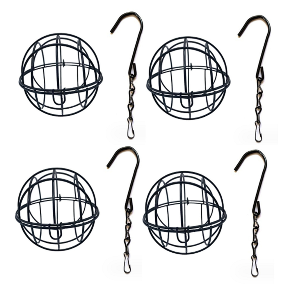 4Pcs Chit Ball Holder, Bird Feeder, Metal Hanging Fat Holder for Hanging, Feeder Wild Birds