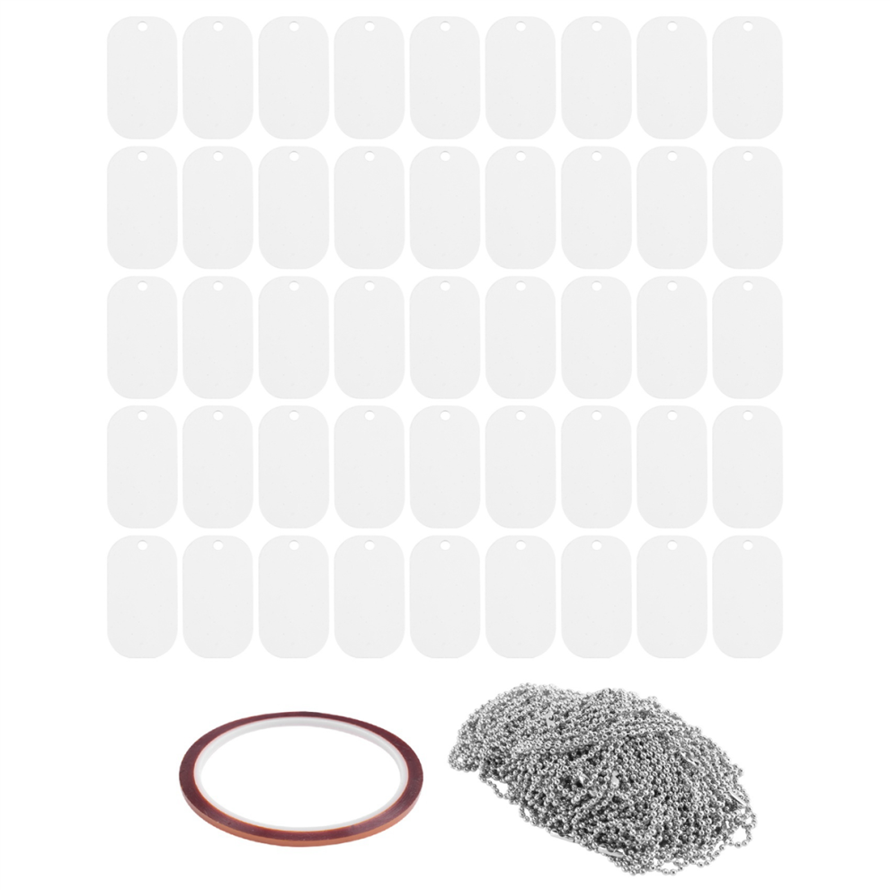 45Pcs Sublimation Blank Dog Tag Aluminium Weiß Stanzen AnhäNger Doppelseitige Metall Tags-image