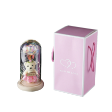 Galaxy Rose Flower Gift, in Glass Dome with LED Light String on the Crystal Gifts for Women