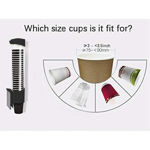 Disposable Cup Holder Wall Mounted ,Cup Dispenser, Paper or Plastic Organizer Black 2