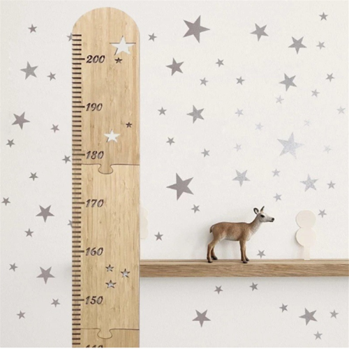Misuratore di altezza in legno per bambini, modello patchwork a forma di stella 1