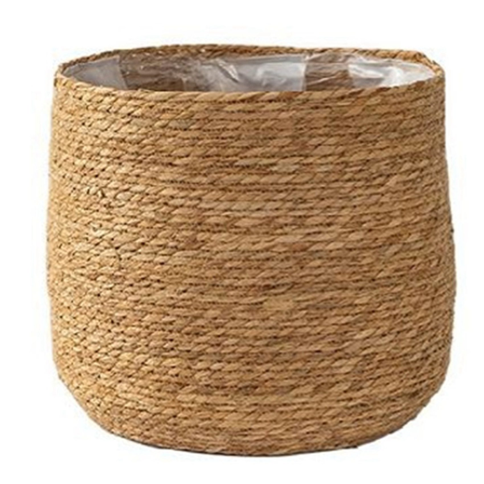 Exogio Seagrass Flower Pot - Woven Plant Decorative Basket With Plastic Film Insert In Boho Style M