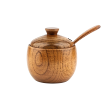180 ml/6 oz Gewürzglas aus Holz mit Deckel und Löffel, Retro-Aufbewahrungsbox für Salzstreuer und Zucker in der Küche