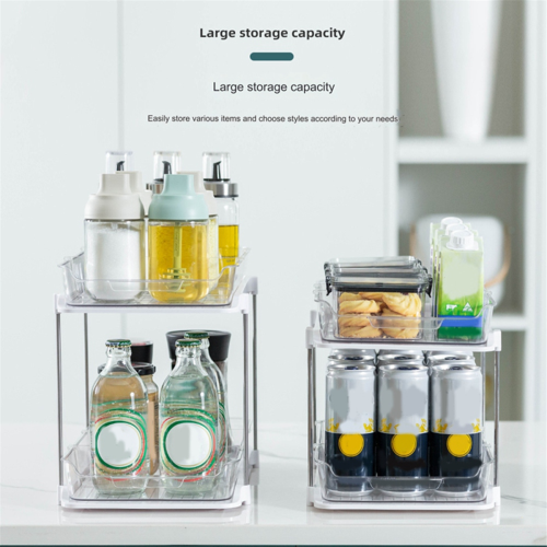 2-Tier Multi-Purpose Bathroom Organizers and Storage, Stackable Kitchen Pantry Organization S 2