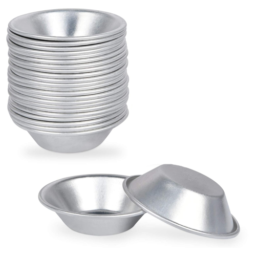 25 Pack Egg Tart Mold Cup Base, Round Resuable Nonstick (Aluminum)