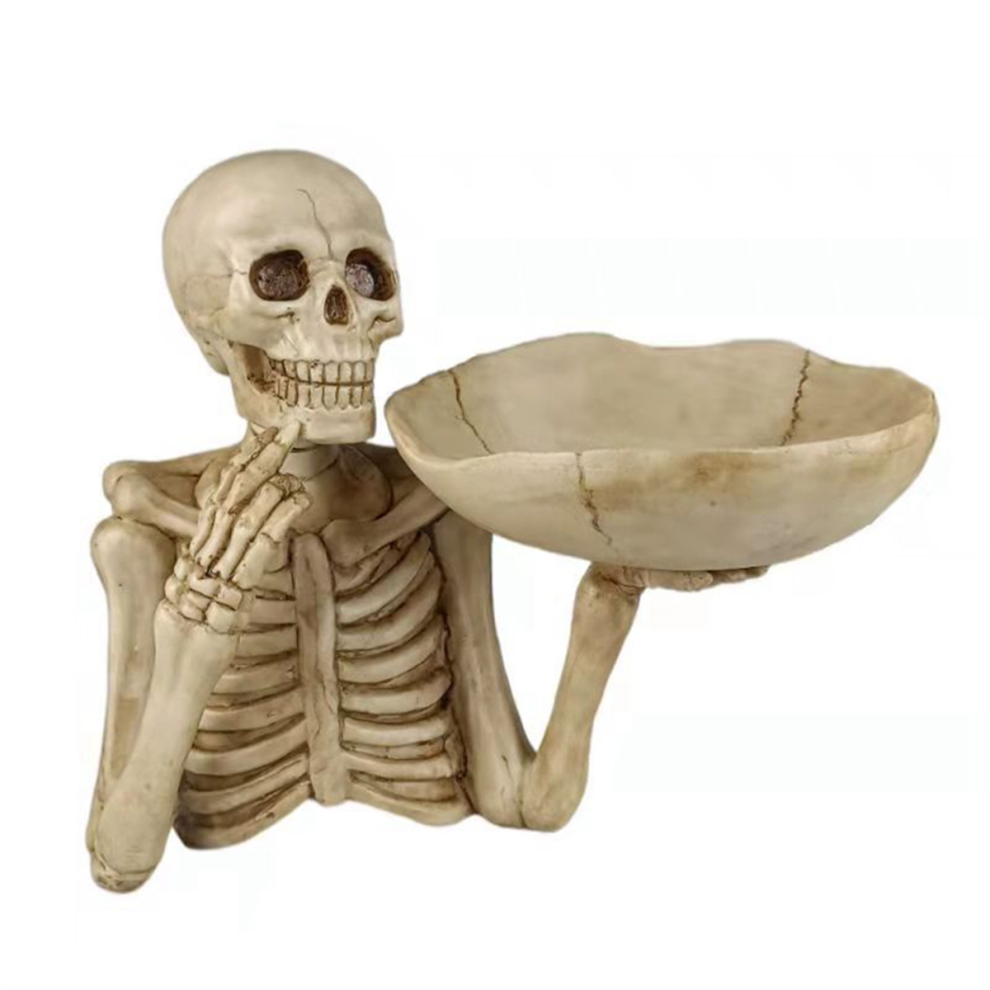 Halloween Skull Decor Candy Dish Key Bowl Tray Spooky Horror Skeleton Party Decoration And Storage Exogio