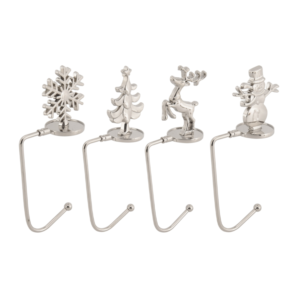 4Pcs Christmas Stocking Holder, Metal Xmas Tree Snowflake Decorative Holder Sock Hook Hangers-image-OPC-PJSCCWC-NEW