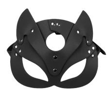 Maschera da gatto da donna, mezza faccia, orecchie in pelle, accessorio per costume cosplay, nero
