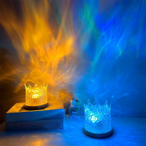 USB Remote Control Table Light Crown Water Wave Night Flame Atmosphere Lamp Room Bedside Bar Decor Lighting 2