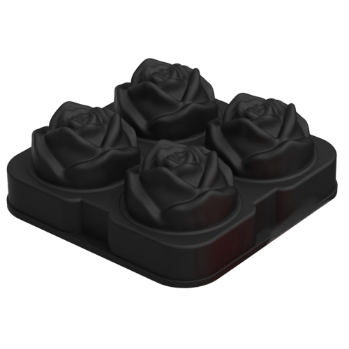 Rose Ice-Cube Tray with Funnel, Makes Four Shaped Ice-Cubes, Easy Release Ice Ball Maker