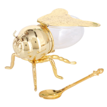 Glasflasche in Bienenform, hochwertiges Gewürzglas für die Küche, Zuckerbecher (Gold)