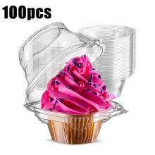 Contenitori per cupcake individuali, 100 scatole trasparenti, contenitori con coperchio, porta muffin a scomparto singolo
