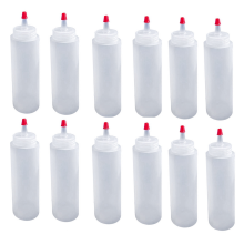 12 bottiglie di plastica da 16 once per condimenti con tappo a punta rossa, per ketchup, barbecue, salse, lavori artistici e artigianali