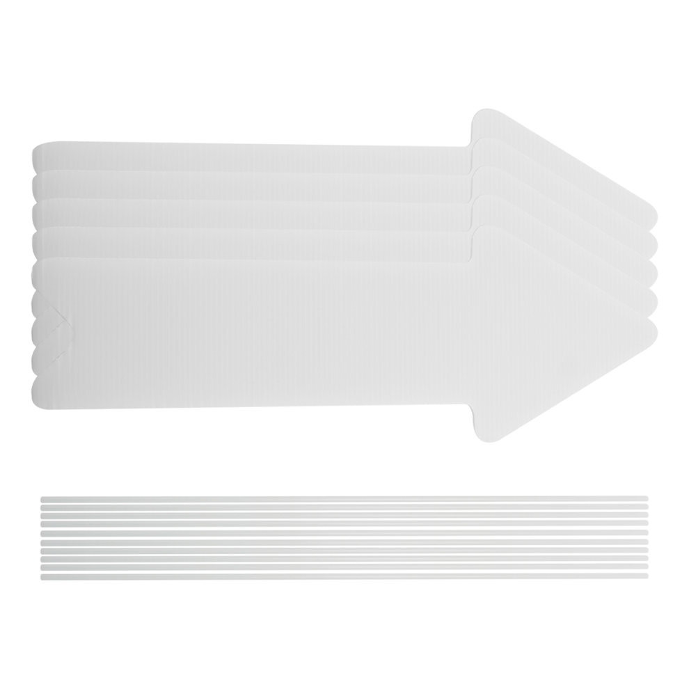 Exogio Blank Yard Signs With Stakes, 5 Pack 17 X 6 Inches White Wedding Directional Signs,