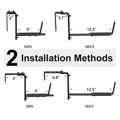 2PCS Adjustable Planter Box Brackets, Brackets for Window Boxes Hanging Flower Holders, Heavy Duty Wall 1