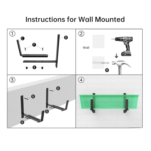 2PCS Adjustable Planter Box Brackets, Brackets for Window Boxes Hanging Flower Holders, Heavy Duty Wall 2