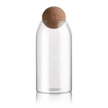 Klare Glasflaschen, Vorratsbehälter für Lebensmittel mit luftdichtem, rundem Korken, für Süßigkeiten, Nüsse, Gewürze, Kaffeebohnen, 9 x 20 cm